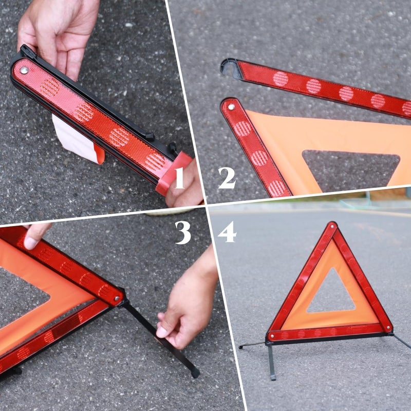WORKKOOL Store Safety Triangles for Emergency Use, Road Side Triangle Reflectors, Warning Triangle with Case for Vehicles Breakdown(3 Packs) - Image 5